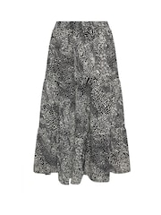 Yours Curve Black Abstract Tiered Detail Skirt - Image 5 of 5