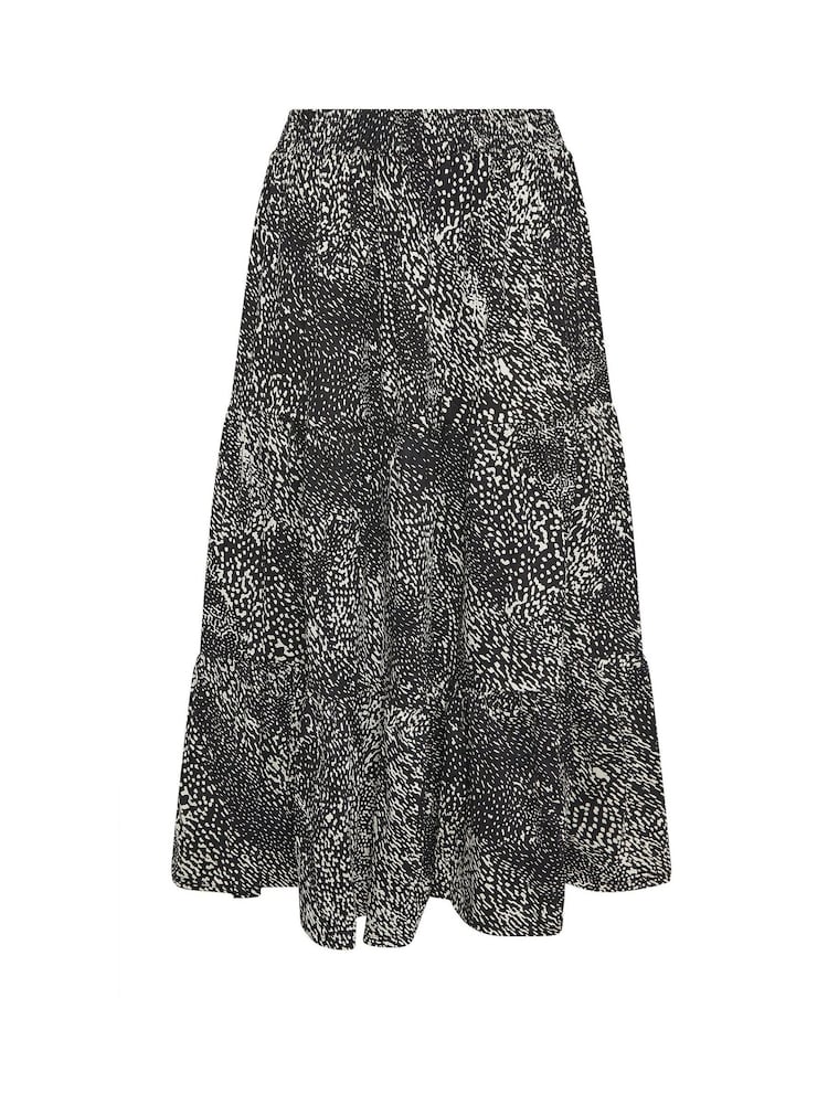 Yours Curve Black Abstract Tiered Detail Skirt - Image 5 of 5
