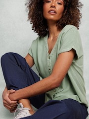 M&Co Sage Green Button Front Blouse - Image 2 of 5