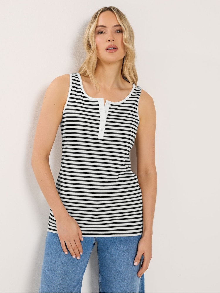 Long Tall Sally Black Ribbed Placket Vest - Image 1 of 6 Long Tall Sally Black Ribbed Placket Vest - Image 1 of 6