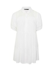 Yours Curve White Short Sleeve Tiered Shirt - Image 5 of 5