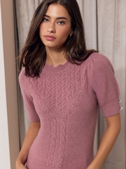 Lyserød - Lipsy Cable Detail Knitted Top - Billede 1 af 6