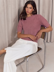 Lyserød - Lipsy Cable Detail Knitted Top - Billede 5 af 6