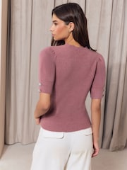 Lyserød - Lipsy Cable Detail Knitted Top - Billede 6 af 6