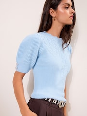 Blå - Lipsy Cable Detail Knitted Top - Billede 2 af 5