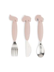 Done by Deer Pink Easy-Grip Friends Powder Cutlery Set - Image 2 of 5