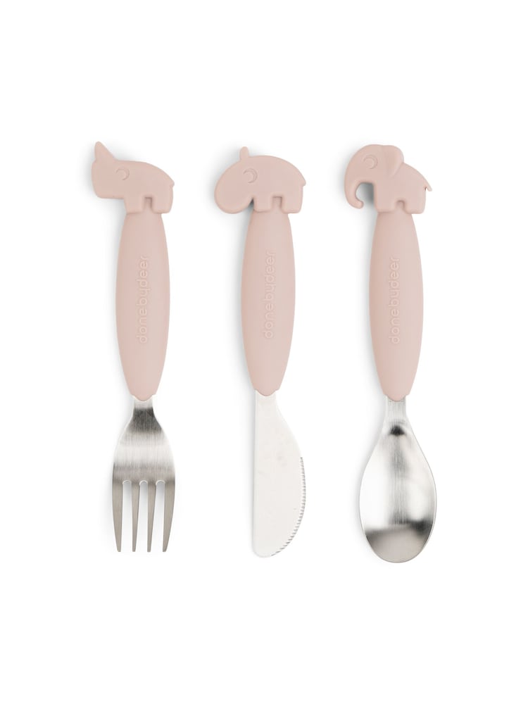 Done by Deer Pink Easy-Grip Friends Powder Cutlery Set - Image 2 of 5