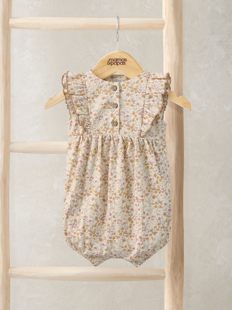 Mamas & Papas Pink Ditsy Print Shortie Romper - Image 1 of 3