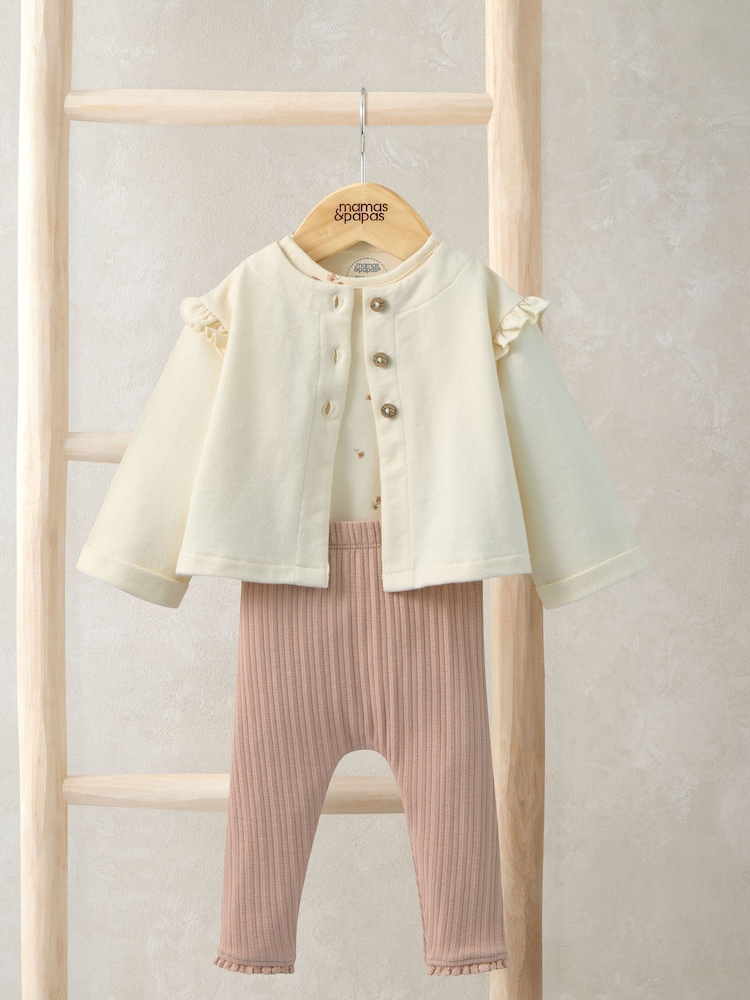Mamas & Papas Pink Jersey Jacket, Top & Trouser Set - Image 1 of 1