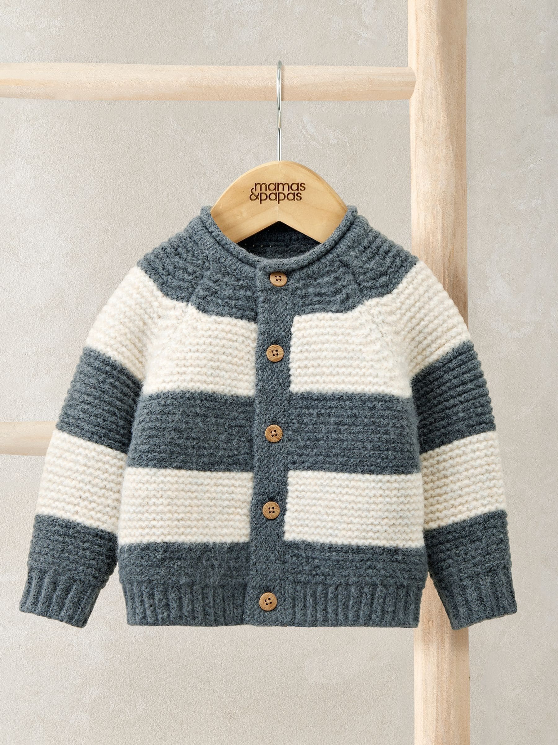 Mamas & Papas Men's Blue Stripe Cardigan - Image 1