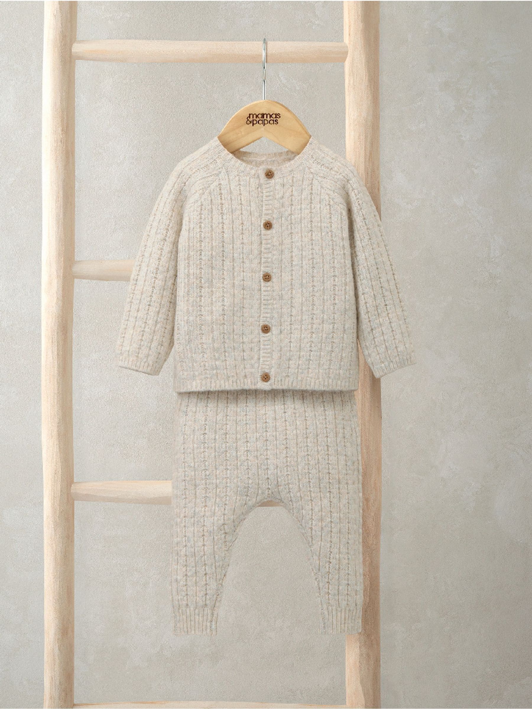 Buy Mamas & Papas Natural Cable Knit Top & Bottoms Set from Next