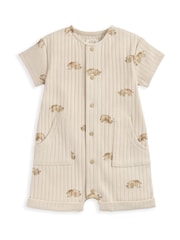 Mamas & Papas Rhino Print Ribbed Jersey Romper - Imaginea 2 din 3