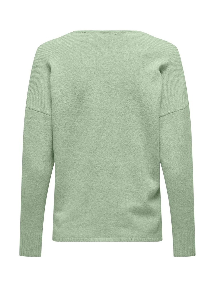 ONLY Green Long Sleeve V-Neck Jumper - Image 6 of 6