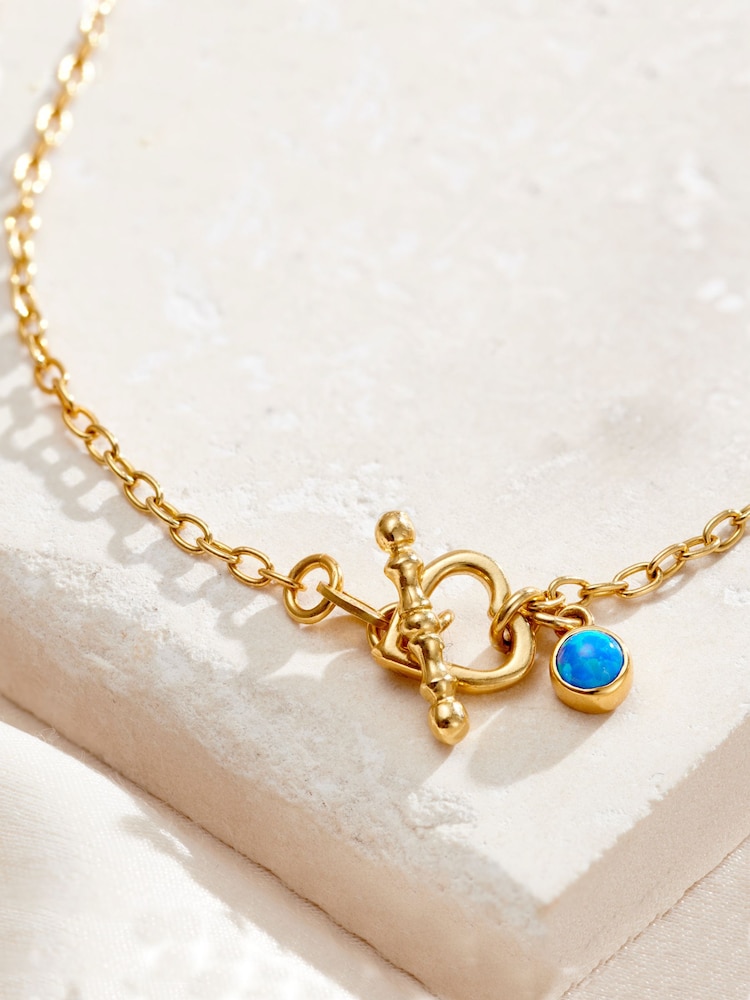 Posh Totty Designs Gold Tone Heart T-Bar Birthstone Charm Bracelet - Image 1 of 5