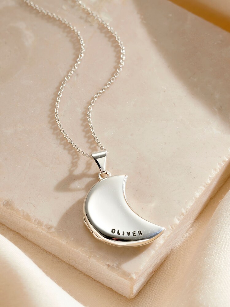 Posh Totty Designs Personalised Moon Locket - Image 1 of 3