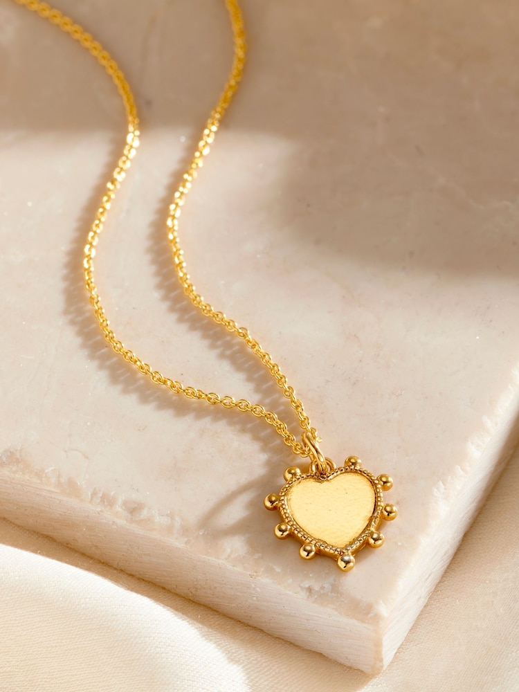 Posh Totty Designs Gold Tone Personalised Beaded Heart Charm Necklace - Image 1 of 4