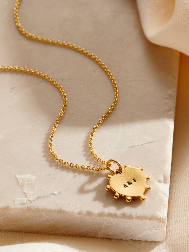 Posh Totty Designs Gold Tone Personalised Beaded Heart Charm Necklace - Image 2 of 4