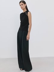 Mango Black Lace Cut Out Detail Top - Image 1 of 8