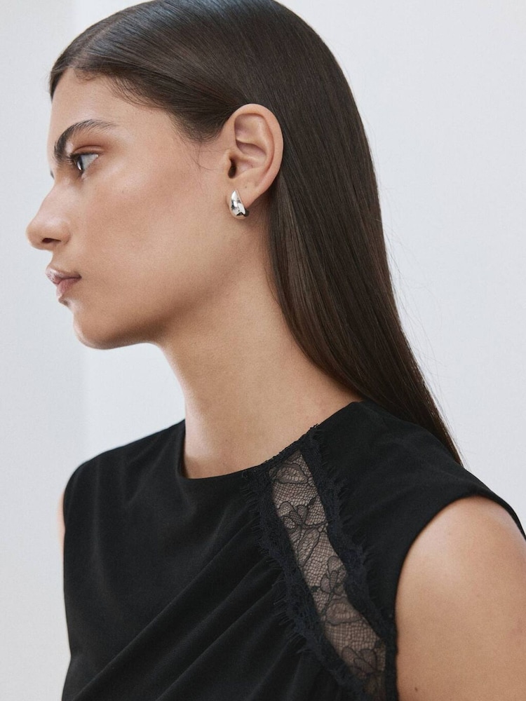 Mango Black Lace Cut Out Detail Top - Image 2 of 8