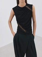 Mango Black Lace Cut Out Detail Top - Image 6 of 8