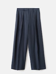 Mango Blue Stripe Wide Leg Suit Trousers - Image 4 of 5