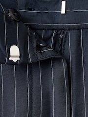 Mango Navy Stripe Wide Leg Suit Trousers - Image 6 of 6