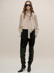 Mango Cream Polka Dot Tie Neck Detail Blouse - Image 2 of 5