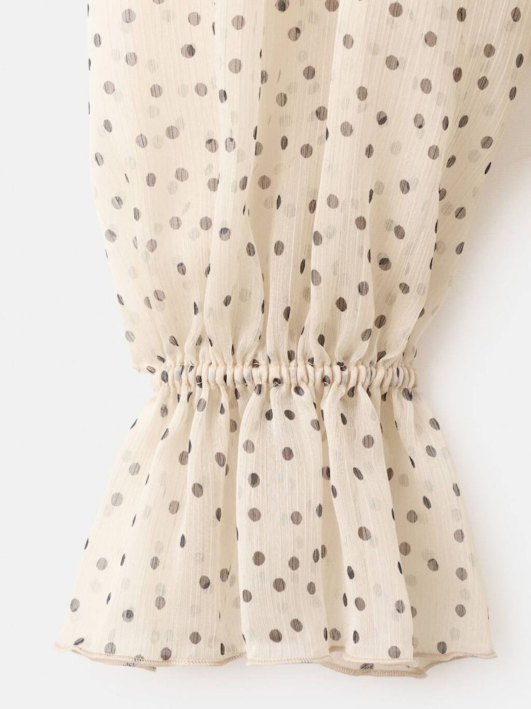 Mango Cream Polka Dot Tie Neck Detail Blouse - Image 5 of 5