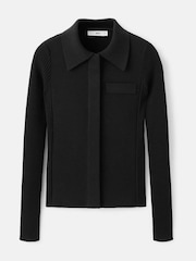 Mango Black Collared Long Sleeve Cardigan - Image 1 of 2