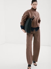 Mango Brown Polka Dot Cotton Jacket - Image 2 of 8