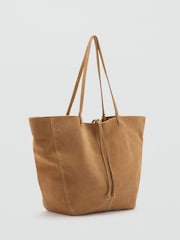 Mango Brown Suede Shopper Tote Bag - Image 1 of 3