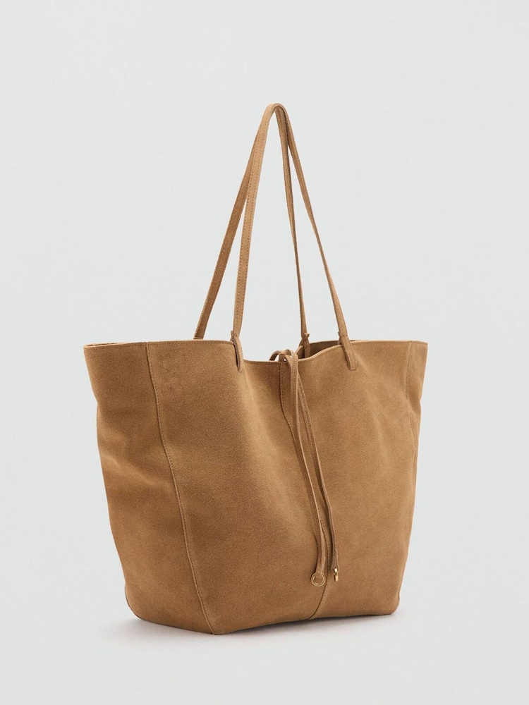 Mango Brown Suede Shopper Tote Bag - Image 1 of 3