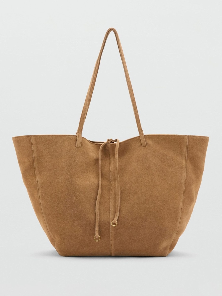 Mango Brown Suede Shopper Tote Bag - Image 2 of 3