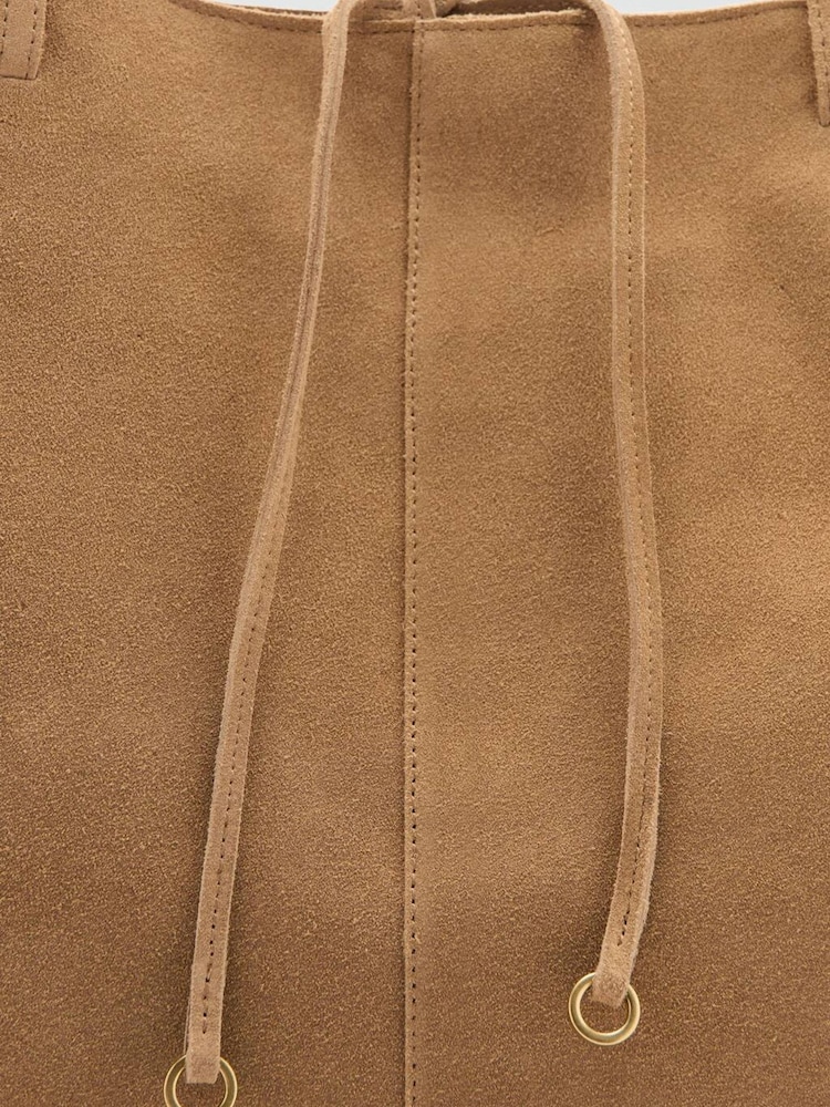 Mango Brown Suede Shopper Tote Bag - Image 3 of 3