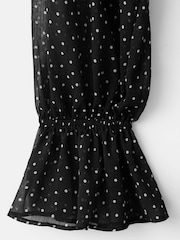 Mango Black Polka Dot Midi Dress - Image 5 of 5