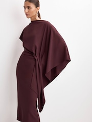 Mango Red Asymmetric Midi Dress - Image 4 of 6