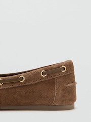 Mango Brown Suede Moccasin Boat Flats - Image 3 of 3