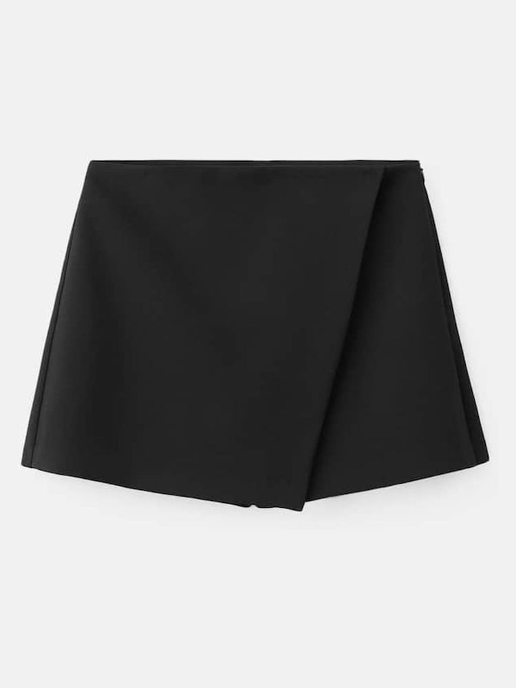 Mango Black Asymmetric Mini Wrap Skirt - Image 1 of 2