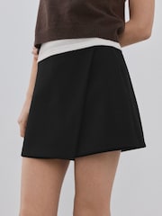 Mango Black Asymmetric Mini Wrap Skirt - Image 3 of 7