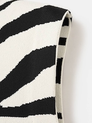 Mango Black Zebra Print Shoulder Pad Sleeveless Top - Image 5 of 5