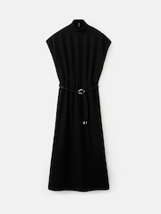 Mango Black Turtle Neck Belted Midi Dress - Image 3 of 7