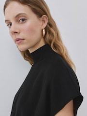 Mango Black Turtle Neck Belted Midi Dress - Image 6 of 7
