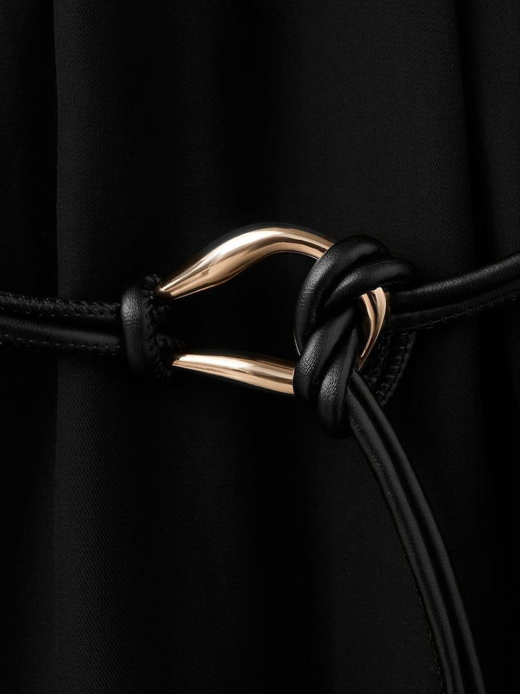 Mango Black Turtle Neck Belted Midi Dress - Image 7 of 7