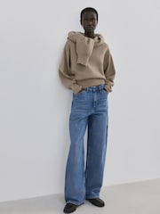 Mango Blue Mid Rise Relaxed Straight Leg Jeans - Image 1 of 10