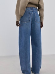 Mango Blue Mid Rise Relaxed Straight Leg Jeans - Image 3 of 10