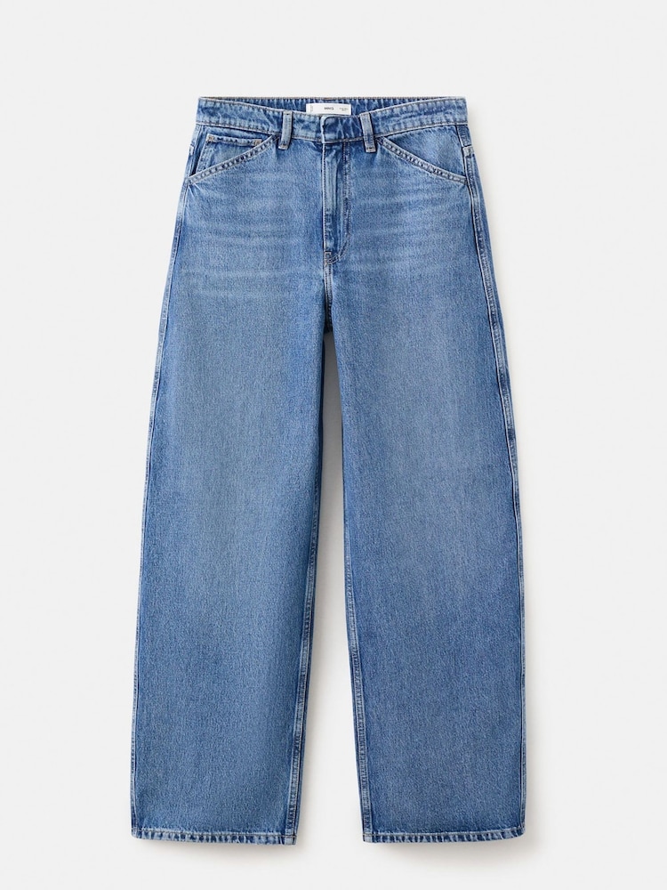 Mango Blue Mid Rise Relaxed Straight Leg Jeans - Image 5 of 5