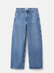 Mango Blue Mid Rise Relaxed Straight Leg Jeans - Image 9 of 10
