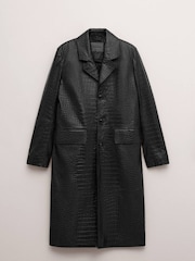 Mango Black Croc Effect Leather Coat - Image 5 of 6