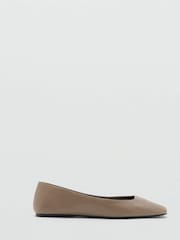 Mango Brown Square Toe Leather Pumps - Image 2 of 4