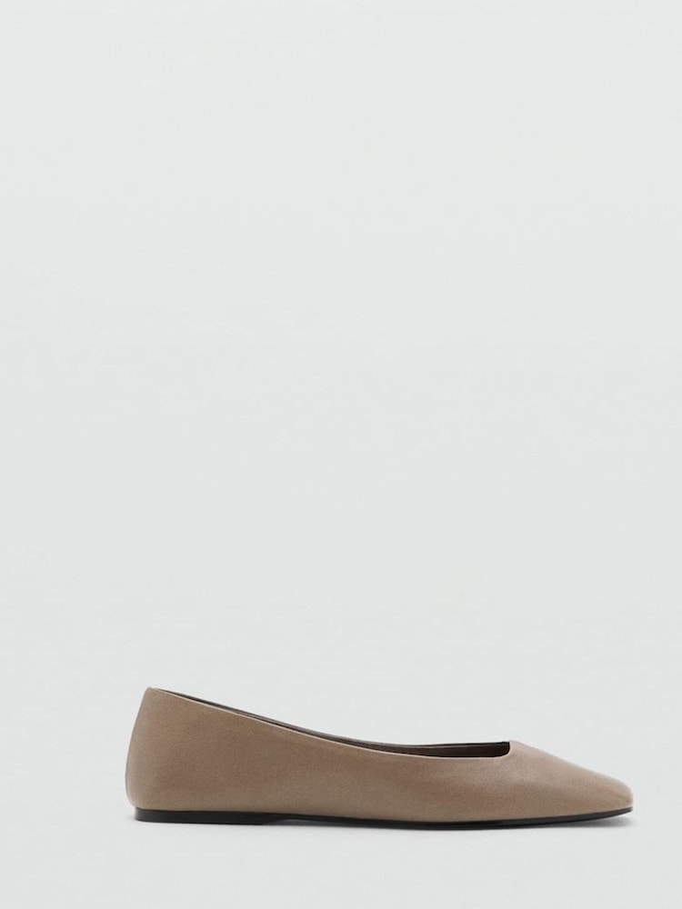 Mango Brown Square Toe Leather Pumps - Image 2 of 4